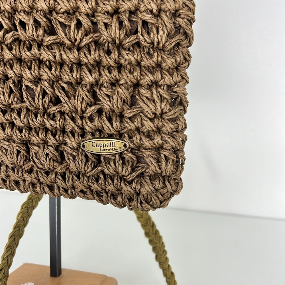 New Cappelli Straworld Brown Woven Beaded Boho Crossbody Bag - Picture 3 of 9